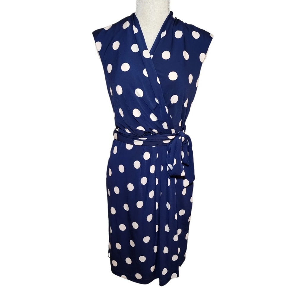 Eliza J faux wrap polka dot dress